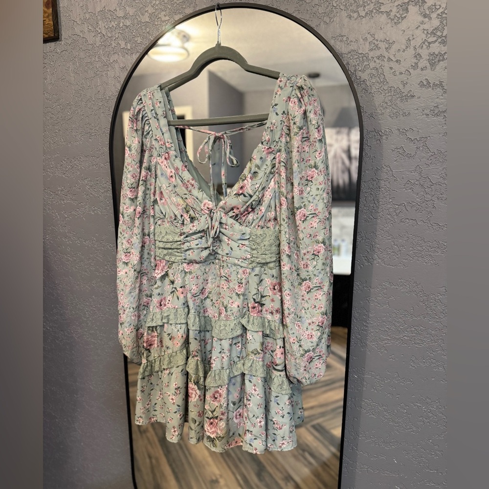 Altar'd State Sage Green Floral Dress